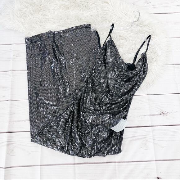 Lulu’s Women's Glow Goals Silver Sequin Maxi Dress‎ in Black Size Large - Picture 2 of 5